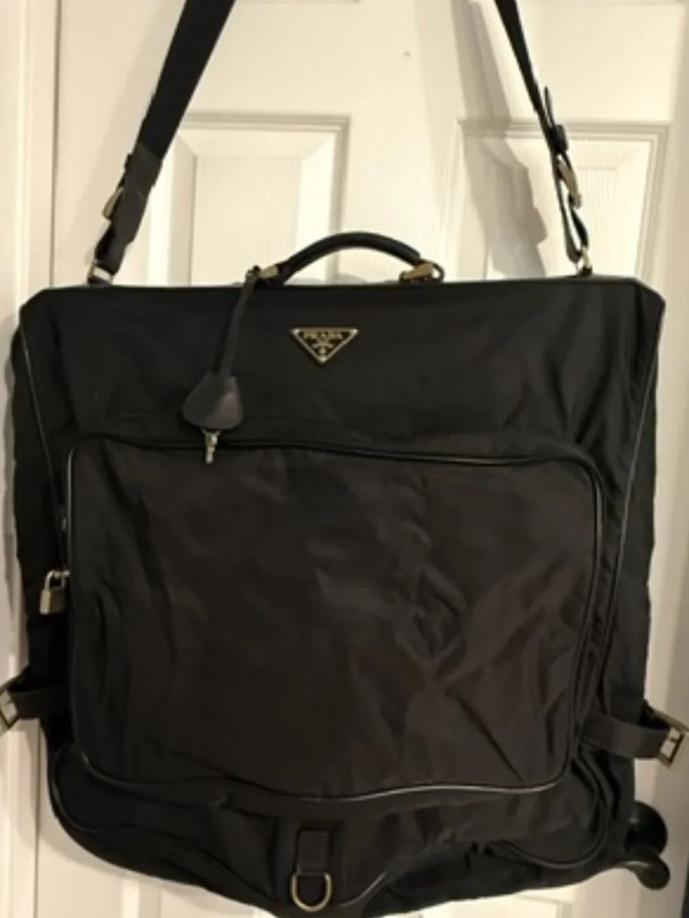 Authentic Prada Viaggio Garment Bag - Black Tessuto & Saffiano Leather - Unisex